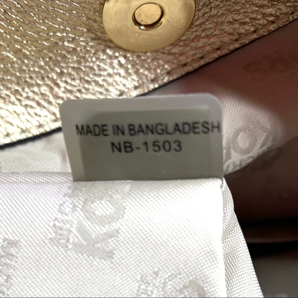 Michael Kors Millwork Tan Brown Canvas Signature Large Shoulder Bag Gold Leather - Picture 10 of 11